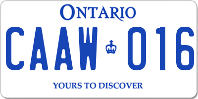 ON license plate CAAW016