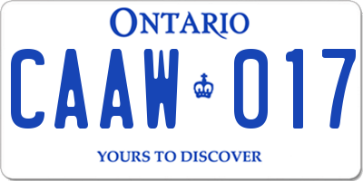 ON license plate CAAW017