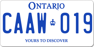 ON license plate CAAW019