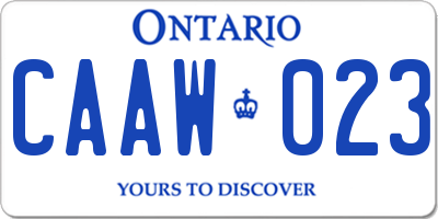 ON license plate CAAW023