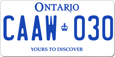 ON license plate CAAW030