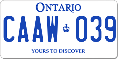 ON license plate CAAW039