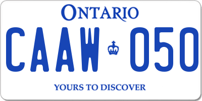 ON license plate CAAW050