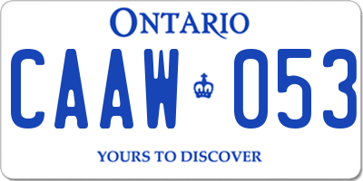 ON license plate CAAW053