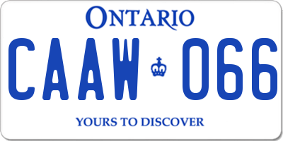 ON license plate CAAW066