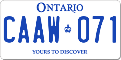 ON license plate CAAW071