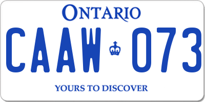 ON license plate CAAW073