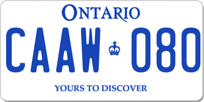 ON license plate CAAW080