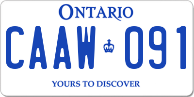 ON license plate CAAW091