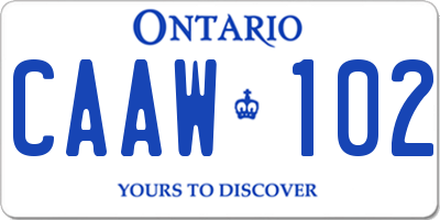 ON license plate CAAW102