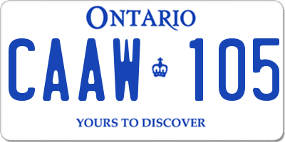 ON license plate CAAW105