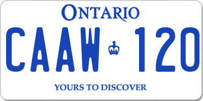 ON license plate CAAW120