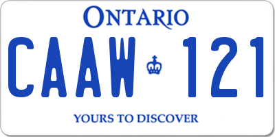 ON license plate CAAW121