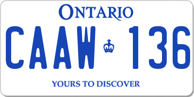 ON license plate CAAW136