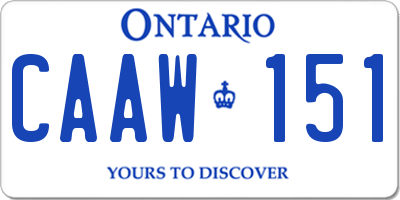 ON license plate CAAW151