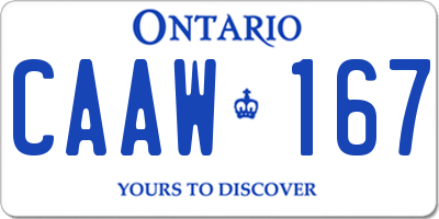 ON license plate CAAW167