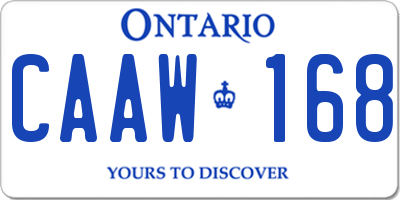 ON license plate CAAW168