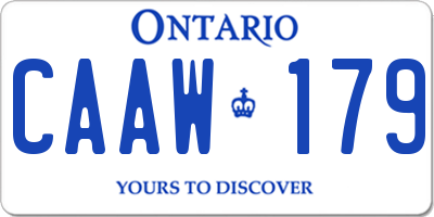 ON license plate CAAW179