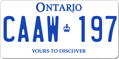 ON license plate CAAW197