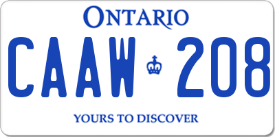 ON license plate CAAW208