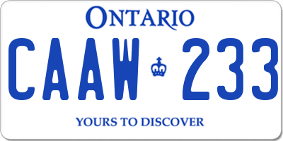 ON license plate CAAW233