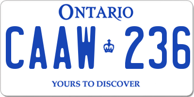 ON license plate CAAW236