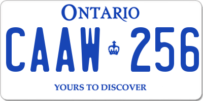 ON license plate CAAW256