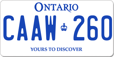 ON license plate CAAW260