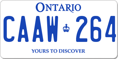 ON license plate CAAW264