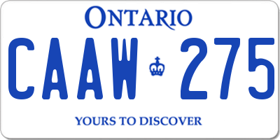 ON license plate CAAW275