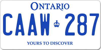 ON license plate CAAW287