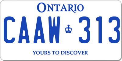 ON license plate CAAW313