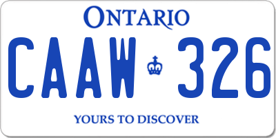 ON license plate CAAW326