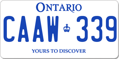 ON license plate CAAW339