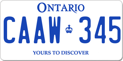 ON license plate CAAW345