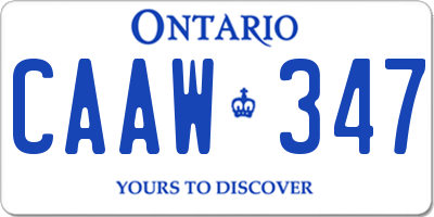 ON license plate CAAW347