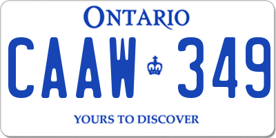 ON license plate CAAW349