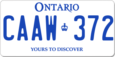 ON license plate CAAW372