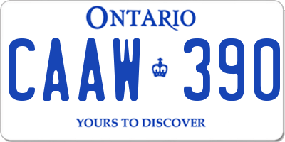 ON license plate CAAW390