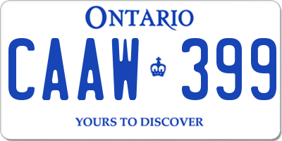 ON license plate CAAW399