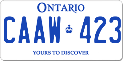 ON license plate CAAW423