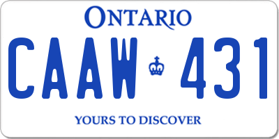 ON license plate CAAW431