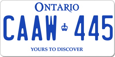 ON license plate CAAW445