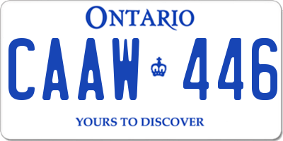 ON license plate CAAW446