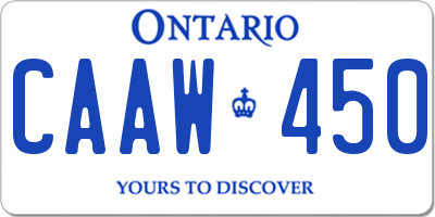 ON license plate CAAW450