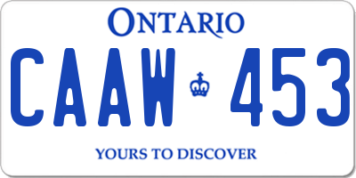 ON license plate CAAW453