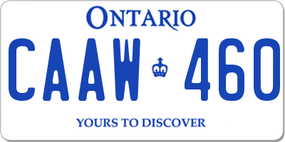 ON license plate CAAW460