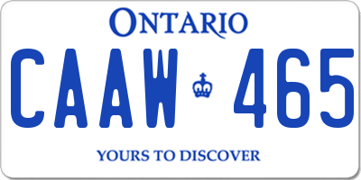 ON license plate CAAW465