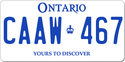 ON license plate CAAW467