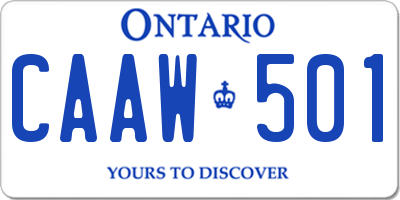 ON license plate CAAW501